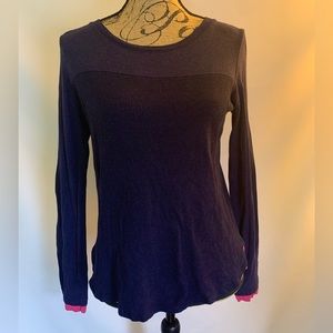 DKNY Cotton blend Long Sleeve Jersey Navy Blue Pink Trim Size Medium